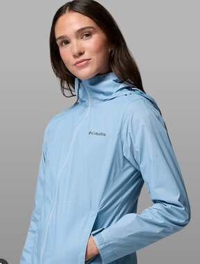 Columbia Women's Switchback III Waterproof Rain Jacket Light Blue LARGE